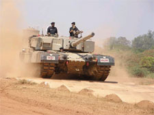 An Arjun MBT on a bump track